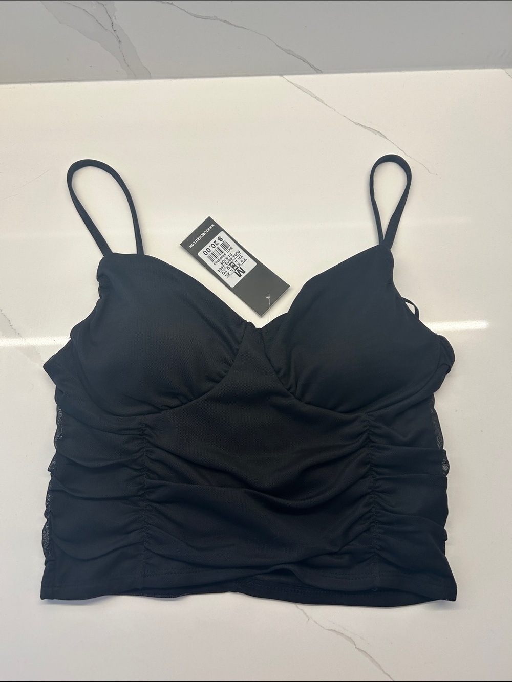 Forever 21 Black Ruched Cami Crop Top